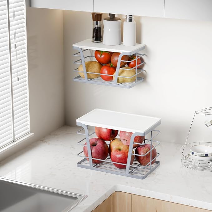 TIDIIABODE 2 Pack Gray Trash Bag Organizer for Kitchen and Pantry, Upgraded Stackable Metal Garbage Bag Holder with Bamboo Top, Modern Under Sink Storage Dispenser for Laundry Room, Garage - Image 5