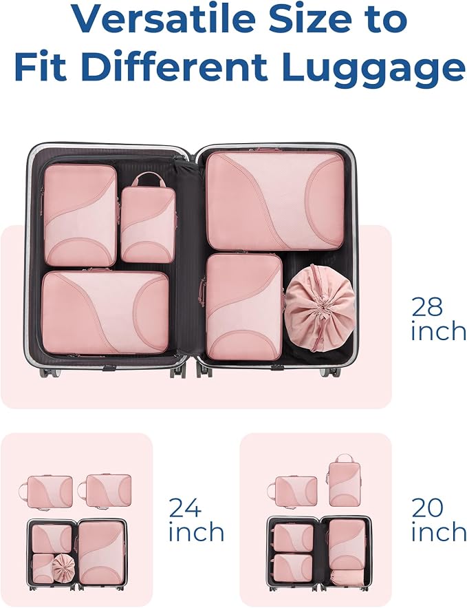 Bagsmart Compression Packing Cubes, Travel Bag Cruise Ship Essentials | Lightweight, Compressible Suitcase Organizer Set fit Standard Carry-On & Checked Luggage, 6 Set, 14 Set Washable Packing Bags - Image 3