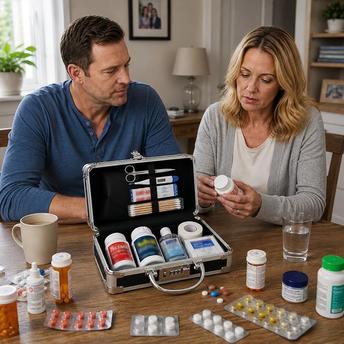 Medicine Lock Box, 3-Digit Combination, 8.8x5.1x2.9 in, Black | Portable locking storage for pills and medications, helps keep small essentials organized at home or during travel - Image 3