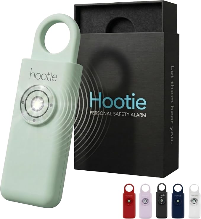 Personal Safety Alarm for Women, Men and Kids — 130dB Personal Alarm Keychain, Pull Pin Safety Alarm Keychain with Strobe Light, Self-Defense Alarm for Campus, Travel and Running — Mint | Pull Pin Activation, Strobe Light, No Charging, CR2032 Battery, ... by Hootie