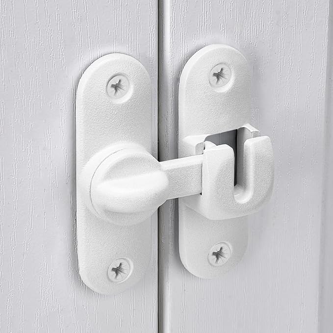 Matte White 90/180 Degree Barn Door Latches,Flip Gate Lock | Zinc Alloy Flip Gate Latches,Right Angle Door Lock,for bedroom,garage,sliding door,window,cabinet,drawer,pet enclosures - Image 4