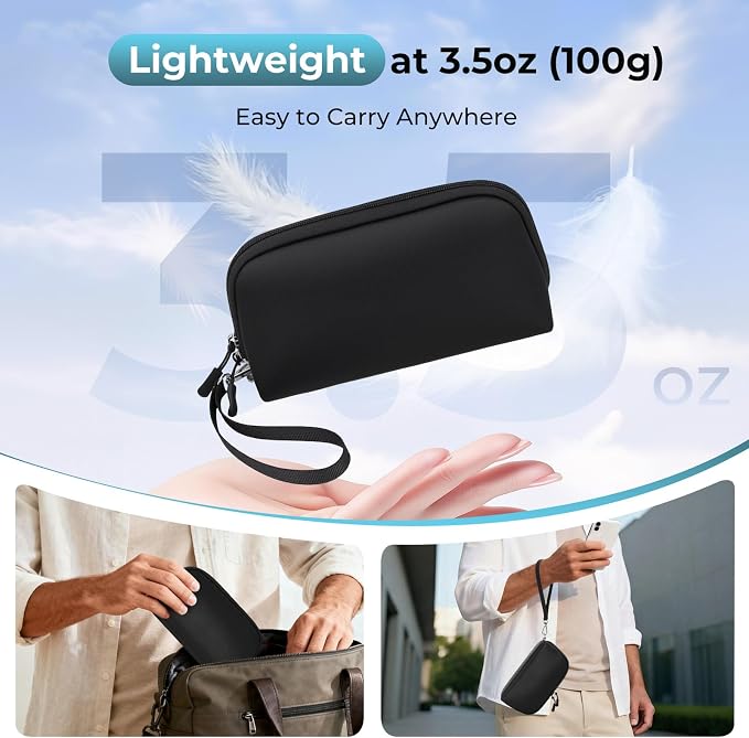 FYY Travel Cable Organizer - 8 Compartments, Lightweight, Water Repellent | With Wrist Strap, Portable Tech Pouch for Cord Charger, Travel and Business Trips Use, Soft Shell Nylon, Black (Small) - Image 2