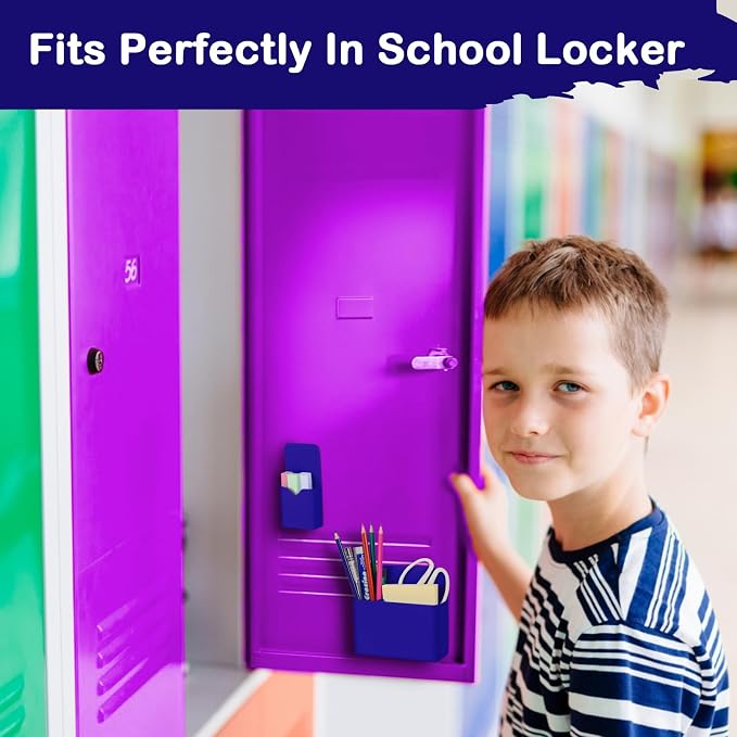 KITANIS Magnetic Pen Holder,2 Pack Magnetic Dry Erase Marker Holder with Generous Compartments,Strong Magnet Storage Marker Pen Pencil Organizer for Refrigerator,Whiteboard,Locker Accessories - Image 4