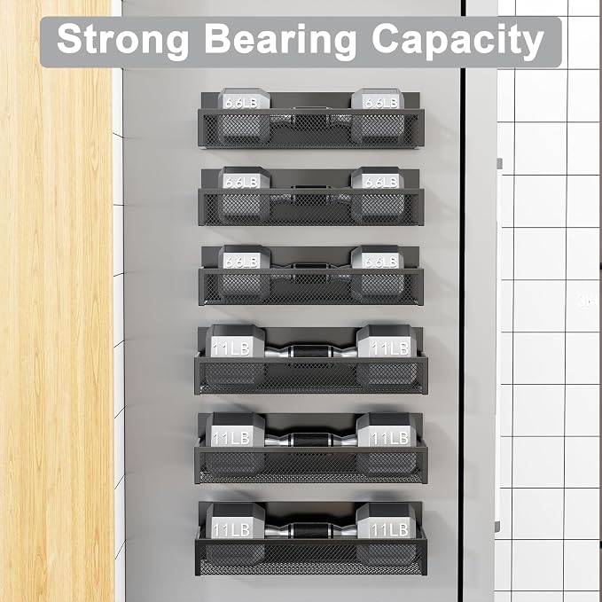 Aufworld Magnetic Spice Rack for Refrigerator, 6 Pack Magnetic Shelf, Fridge Magnet Organizer with Moveable 12 Hooks, Magnetic Fridge Shelf for Kitchen Organization and Storage (6 Pack) - Image 4