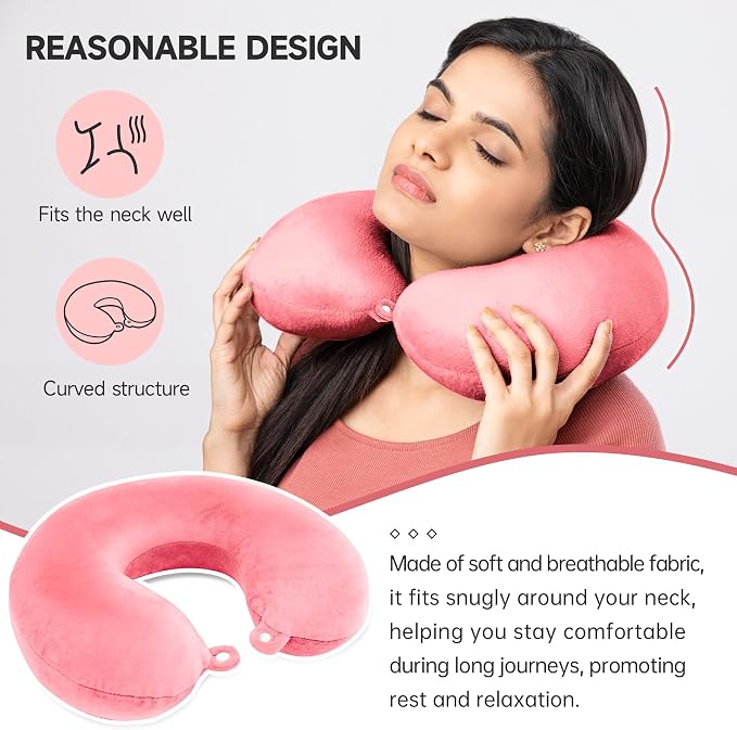 2 Packs Travel Neck Pillow Cover, Reusable U Shaped Washable Cover (Pink) - Image 5