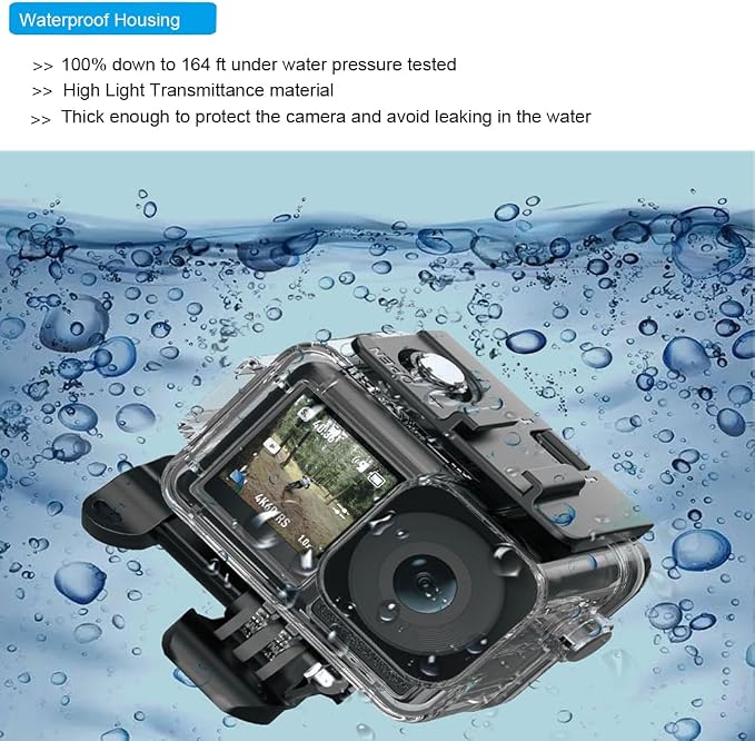 Accessories Bundle for DJI Osmo Action 5 Pro/Action 4/3 Waterproof Case Diving Housing Silicone Case Glass Screen Protector Film Whole Kit 60E (Kit1 for DJI Osmo Action 5 Pro/4/3) - Image 2