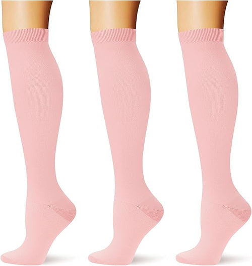 (3 pairs) Compression Socks 20-30 mmHg Long Knee High Socks for Women Men Support Athletic Travel Daily Wear by Saniripple