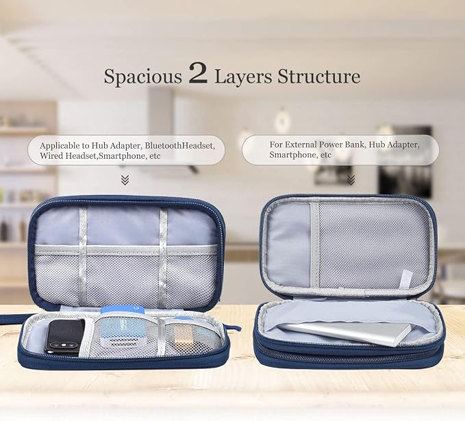 CAOODKDK Electronic Organizer Travel Cable Accessories Bag, Electronic Organizer Case, Electronic Accessories Organizer Bag for Power Bank, Charging Cords, USB Cable, Earphones (Navy Blue) - Image 4