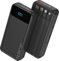 Nusyddy Portable Charger 20000mAh 22.5W w/4 Built-in Cables/6 Outputs Black | 22.5W Fast Charging, LED Display, Pass Through Charging, Charge 6 Devices at once, TSA Approved, Fits iPhone, iPad, Samsung by NUSYDDY