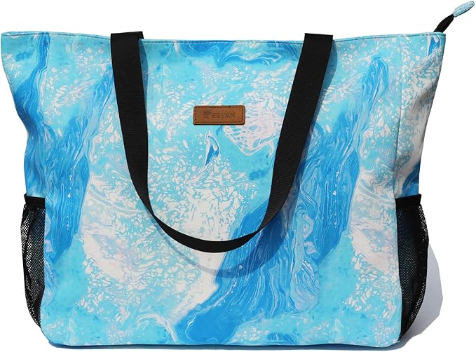ESVAN LARGE BEACH BAG Water Resistant Lightweight 20 inch Women Oversize Tote Bag for Gym Beach Travel Pool Yoga Nurse - Image 9