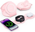 HICOBER 3-in-1 Wireless Charging Station for iPhone, Watch, AirPods, Pink | Charge 3 devices at once, foldable, case-friendly and ready for travel by Hicober