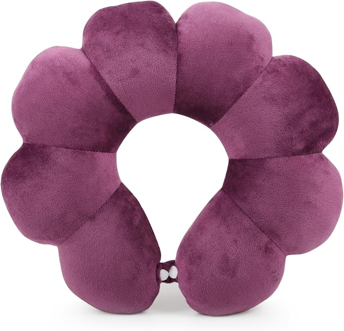 Sexysamba Flower Travel Neck Pillows for Airplanes Breathable Cotton U-Shaped Neck Pillow for Kids & Adults Head Neck Chin Support Rest Pillow for Traveling,Car,Train,Bus,Recline,Home,Office,Purple by Sexysamba