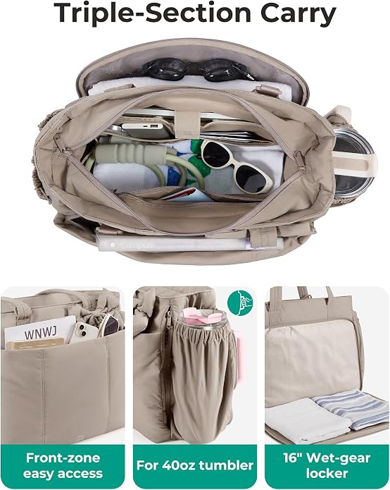 BAGSMART Crush Bow Tote Bag for Women, Puffer Travel Work Yoga Laptop Bag | Large Bow Tote Fits 40oz Tumbler, 15.6" Laptop, Yoga Mat Sleeve, Waterproof Pocket, Travel Work Swim Gym Mom Shoulder Handbag - Image 7
