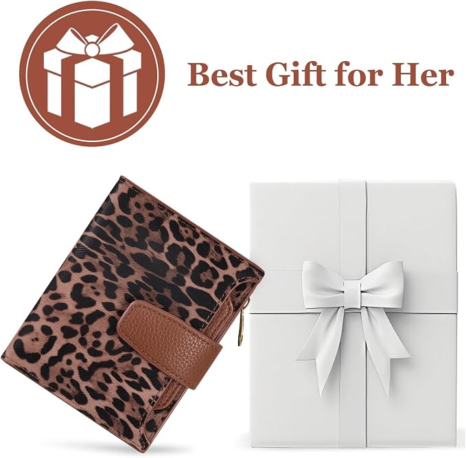 Small Wallet Women RFID Blocking Soft Leather Bifold Compact Card Holder Wallet for Women with Zipper Coin Pocket 4 ID Window - Image 7