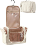 BAGSMART Travel Toiletry Bag for Women, Puffy Hanging Toiletry Bag with Hook, Water-resistant Toiletry Organizer for Full Sized Toiletries (Light Beige) by BAGSMART