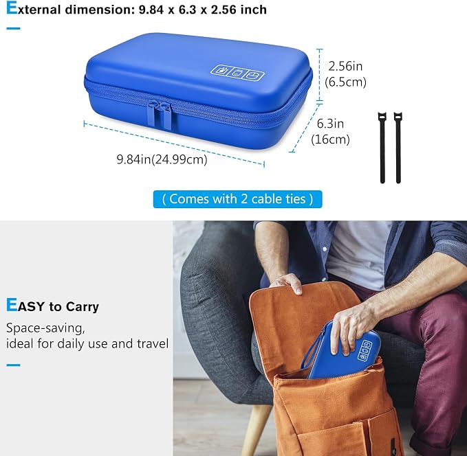 ProCase Hard Travel Electronic Organizer Case for MacBook Power Adapter Chargers Cables Power Bank Apple Magic Mouse Apple Pencil USB Flash Disk SD Card Small Portable Accessories Bag - Image 6