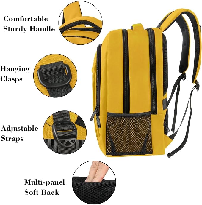 MATEIN Yellow Travel Laptop Backpack, 15.6 Inch Computer Student Bookbag | Anti Theft, Water Resistant, Breathable, Sturdy Lightweight College Backpack, Carry On Personal Item Bag, Gifts for Women Men - Image 6