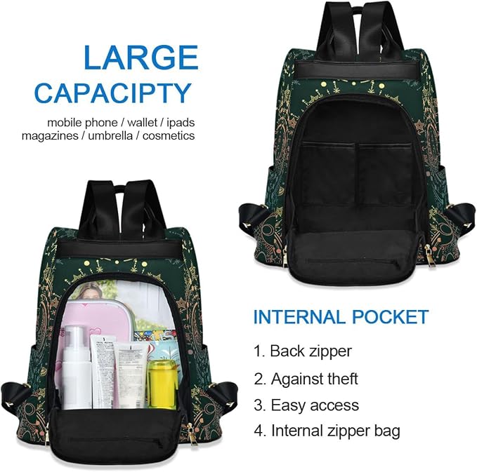 ALAZA Moon & Star Alchemy Magical Backpack Purse for Women Anti Theft Fashion Back Pack Shoulder Bag - Image 5