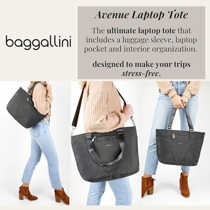 Baggallini Avenue Tote - 12x18 Laptop Tote Bag for Women - Lightweight Work Travel Carry On Bag - Image 3