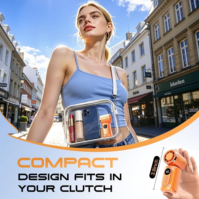 Portable Clip-On Mini Fan Handheld Turbo Fan 3000mA 14500 RPM | 5-speed adjustable high-speed personal fan,Pocket Size USB Cooling Fan for makeup,Travel, Lash Tech & Office - Image 5