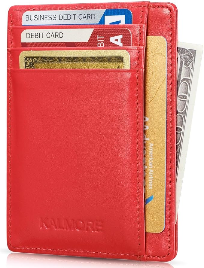 KALMORE Genuine Leather Front Pocket Slim Wallet Credit Card Holder with ID Window by KALMORE