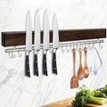23 Inch Magnetic Knife Holder for Wall - Stainless Steel Magnet Knife Strip No Drill with 15 Hooks/Adhesive Tape/Screws, Wall Mounted Kitchen Utensil Holder, Walnut-Finish Magnetic Knife Organizer by Unknown