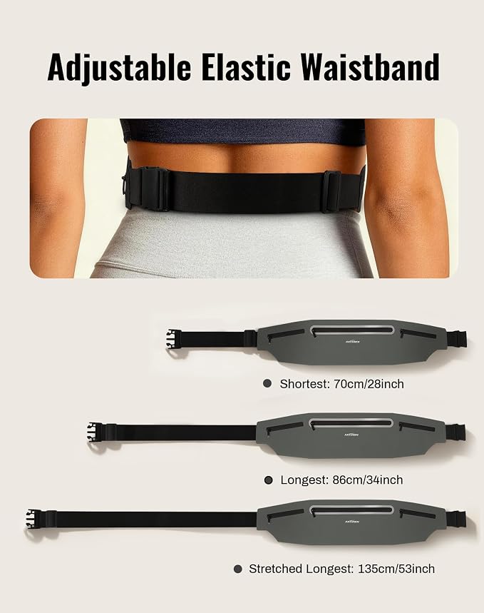 Running Belt for Women & Men-Ultra Light Slim Running Belts | Water-Resistant Phone Holder, 5 Pockets, Adjustable Waist Strap & Reflective Safety for Running, Hiking & Fitness - Image 5