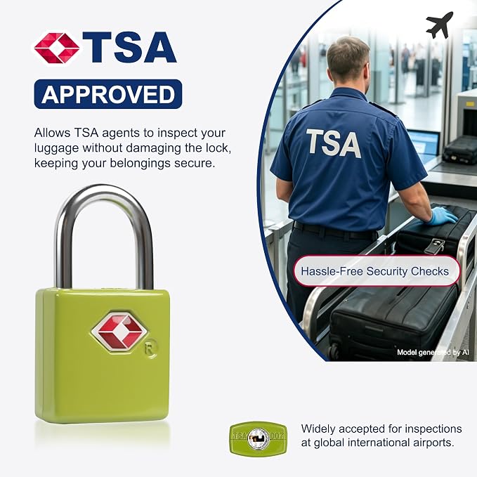 TSA Locks for Luggage with Keys, Travel Luggage Locks TSA Approved 4 Pack, Keyed Alike Small Padlock with Key, Mini Padlock for Suitcase, Backpack Zipper, Bag, Purse, Travel Essentials - Image 3
