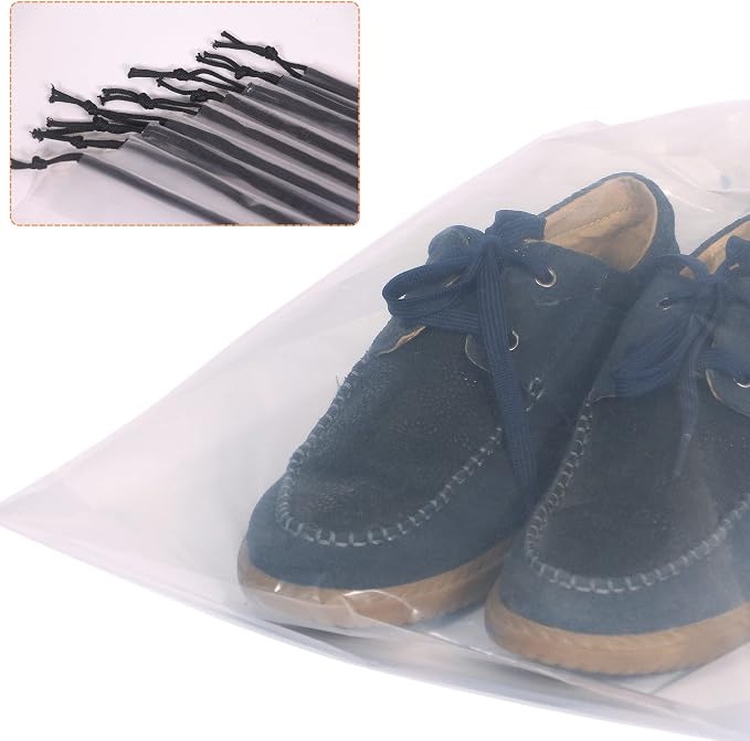 Set of 12 Transparent Shoe Bags for Travel Large Clear Shoes Storage Organizers Pouch with Rope for Men and Women - Image 3