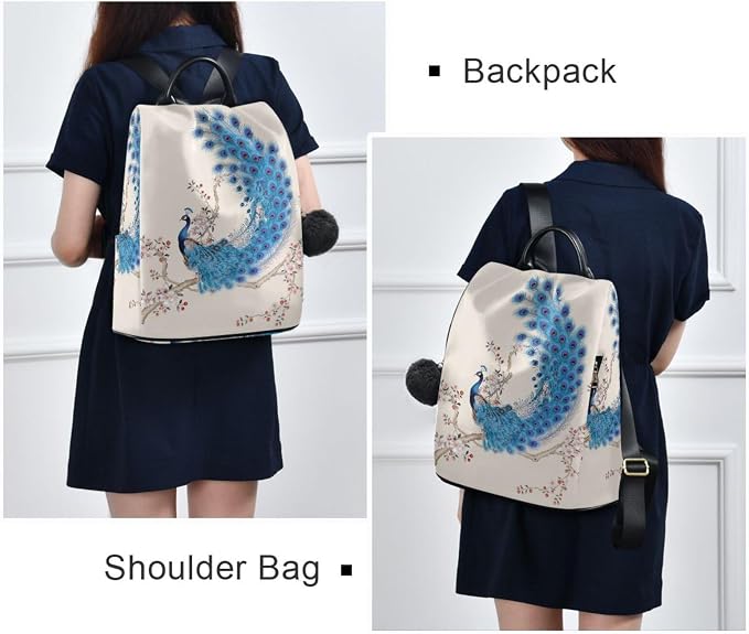 ALAZA Peacock in An Ancient Style Backpack Purse for Women Anti Theft Fashion Back Pack Shoulder Bag - Image 7