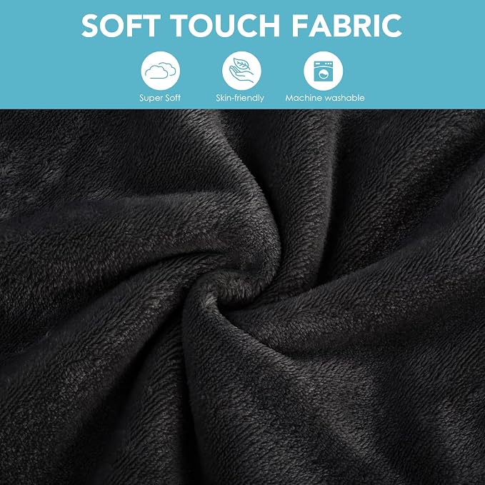 Travel Pillow and Blanket 2-in-1 Set Airplane Black 60x50 Inch | Plane Packable , Soft Warm and Lightweight Flannel, Hand Luggage Sleeve and Backpack Clip, Plane Flight Car Trips - Image 6