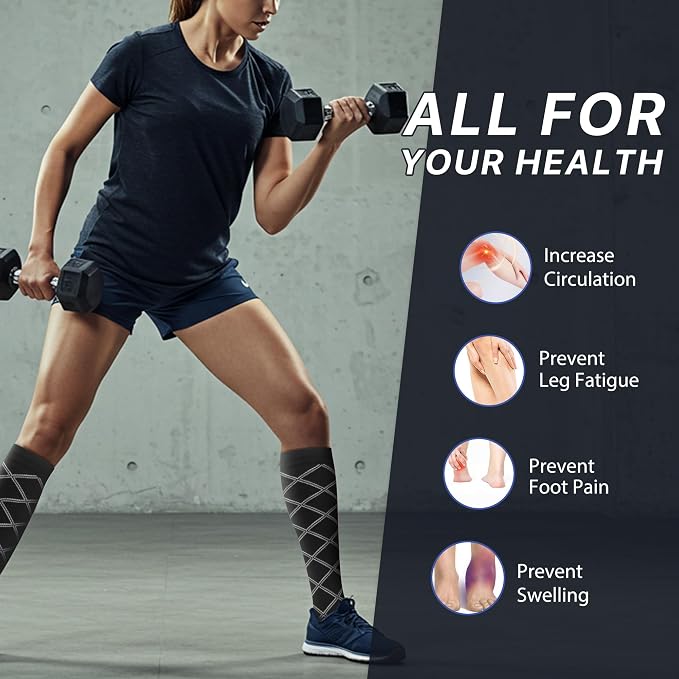 hello momoya Compression Socks for Women Men Circulation Knee High 8 Pairs for Nurses, Running, Travel, Athletic - Image 3