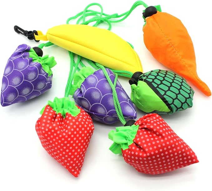 10PCS Fruits Reusable Grocery Shopping Tote Bags Folding Pouch Storage | Reusable Grocery Bags Foldable Machine Washable Reusable Shopping Bags,Lightweight Polyester Fabric - Image 4