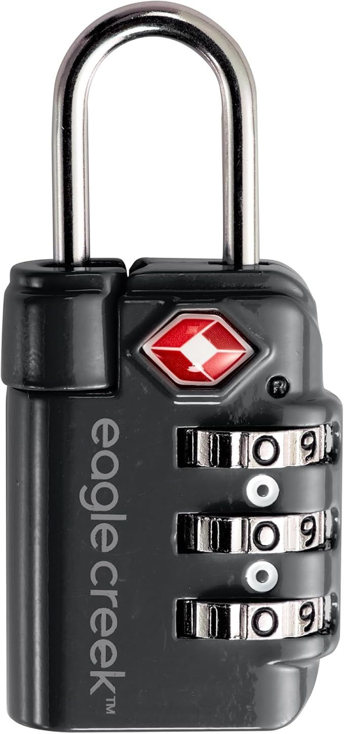 Eagle Creek Travel Safe TSA Lock, 3 Dial Combination, Graphite | Lock for Suitcase, Duffel Bag, and Backpack Security, Travel Sentry Certified, Keep Your Belongings Secure by EagleCreek