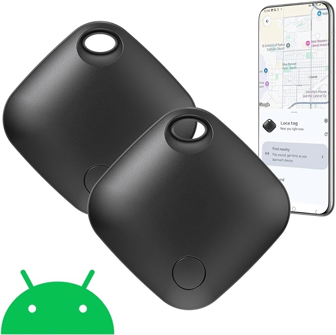 Air Tags-2 Pack Android,Luggage Tracker Tags for Android Works with Google Find Hub App Bluetooth Smart Tags Item Finder for Key Finders & Trackers, Backpack,Suitcase (Android only,NOT for iOS) by Unknown