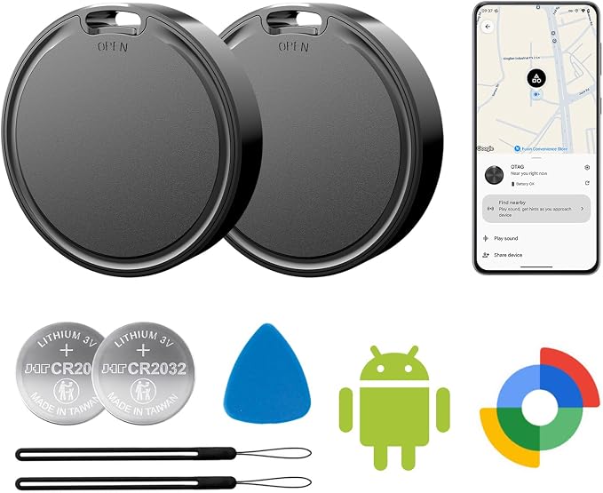 Air Tags for Android,Air Tags-2 Pack Android,Air Tracker Tags,2 Year Battery Life,Google Find Trackers for Google'S Find Hub App,IP65 Waterproof Luggage Tracker Tags for Keys by Vodyfu365-DayReturnGuarant