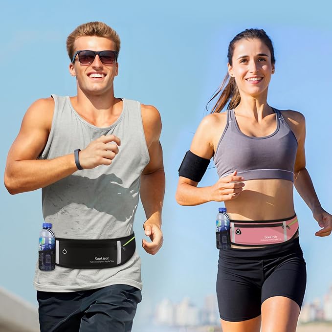 SooGree Slim Running Belt Sport Fanny Pack for Women Men,Reflective Waist Pack Runner Pouch Belt, Zipper Waterproof Running Phone Holder Jogging Pouch for Phone Money (GSP8806 Pink) - Image 5