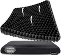 Gel Seat Cushion, Jumbo&Thick Gel Cushion with Non-Slip Cover for Home Office Car Seat Wheelchair, Soft Breathable Honeycomb Chair Pads for Relieve Hip Pain, Black 20x20x1.9inch by Helishy
