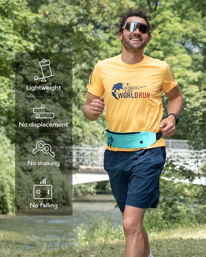 WATERFLY Running Belt Fanny Pack:Phone Holder Belt for Men Women | Lightweight, Soft and breathable fabric,SBS zipper, adjustable waist belt, Zero bounce, Suitable for running workout Fitness - Image 2