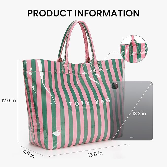 Lushandy PVC Tote Bag for Women Jelly Beach Bag Top Handle Hobo Handbag | Water-Resistant, Wipe Clean, Lightweight - Image 7