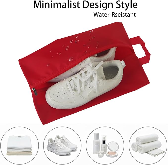 6pcs Portable Shoe Organizer, Travel Pouches with Zipper, Golf Shoe Bags, Clothes Bags, Soccer Cleats Bag Shoe Pouch for Gym, Waterproof, Odor-Resistant (Red) | Golf Shoe Bags, Clothes Bags, Soccer Cleats Bag Shoe Pouch for Gym, Waterproof, Odor-Resistant - Image 5