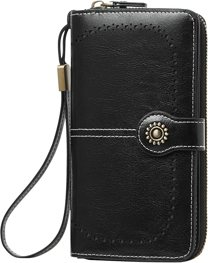 TFKGS Wallet for Women RFID Blocking Leather Large Capacity Card Holder Ladies Phone Clutch Travel Long Purse Wristlet | RFID Blocking by TFKGS