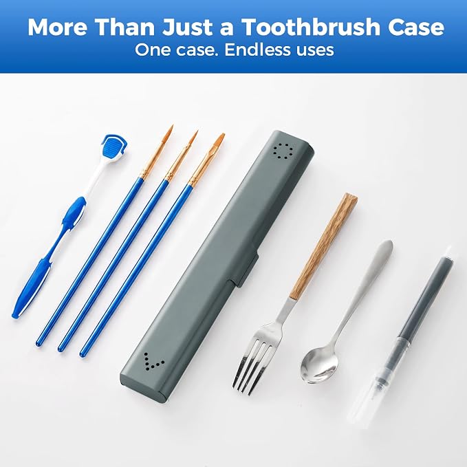 Toothbrush Travel Case Aluminum, Portable Toothbrush Holders Travel, Manual Toothbrush Case Container for Traveling, Bathroom, Camping, Business Trip-1Pack Gray - Image 7