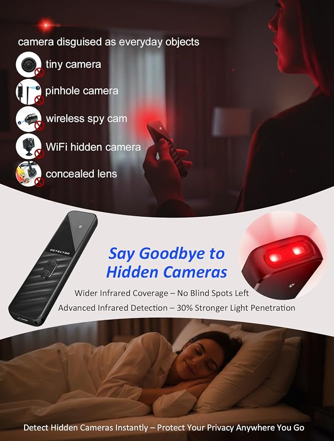 Hidden Camera Detectors, Anti Spy Bug Camera Finder & GPS Tracker Detector, Anti-Theft Alarm, 6-Level Sensitivity, 168H Battery, Privacy Pen Hidden Device Detector for Travel, Hotel, Home, Car, Office - Image 2