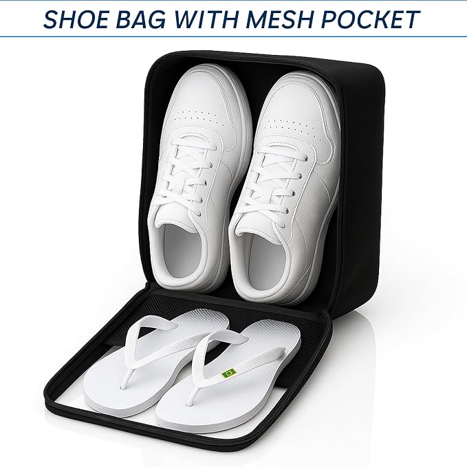Travel Shoe Bag with Mesh Pocket – Shoe Packing Bags for Travel Women, Moms & Nurses – Water-Resistant Shoe Organizer with Clear Lid for Luggage or Gym - Image 5