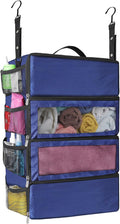 esouler Suitcase Organizer, Travel Luggage Organizer hanging packing cubes for travel，portable hanging travel shelves Collapsible closet organizer for Carry-on (Navy blue, Medium) by esouler