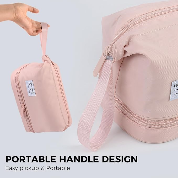 Travel Toiletry Bag Water-resistant with Hanging Hook for Womens Large Packing with Waterproof Wet/Dry Compartment Travel Shower Bags Travel Toiletry Organizer Dopp Kit Shaving Bag - Image 5