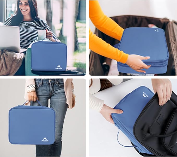 MATEIN USB Cable Organizer Bag, Water Resistant Large Travel Tech Organizer | Electronic Accessories Case with Handle for Tablet, Cable, USB, Hard Drive, Double Layers Travel Gift for Men and Women, Blue - Image 8