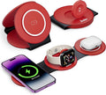 HICOBER 3IN1 Wireless Charging Station for iPhone, Watch, AirPods, Dark Red | Charge 3 devices at once, foldable, case-friendly and ready for travel by Hicober