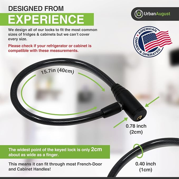 Child-Proof Refrigerator Lock for Kids & Adults - Lock for French Door Fridge and Cabinet (Regular, Black - 2 Pack) - Image 3